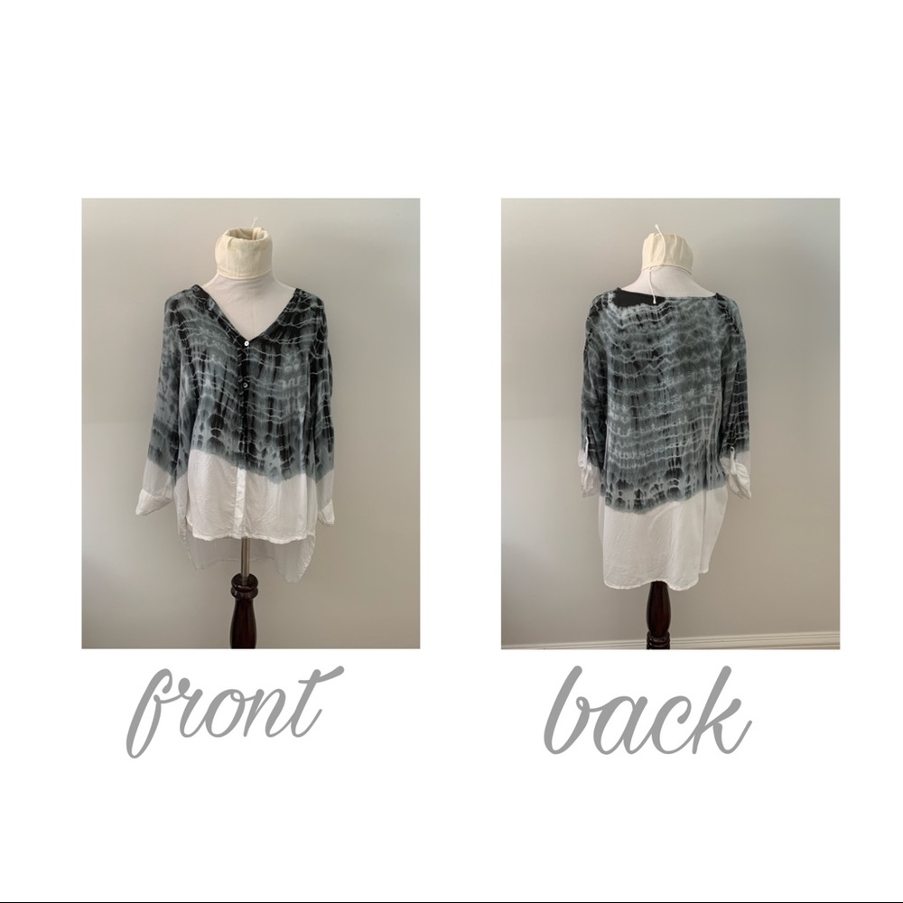 Ombré quarter sleeve high-low blouse